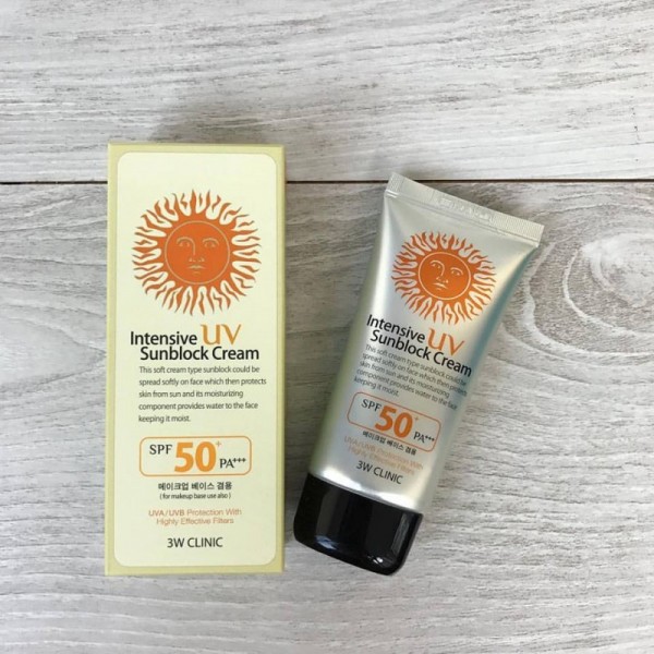 Солнцезащитный крем 3W CLINIC Intensive UV Sunblock Cream SPF50 PA+++
