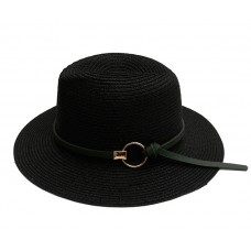 Женская соломенная шапка с пряжкой Jazz HandMade - Black A27319