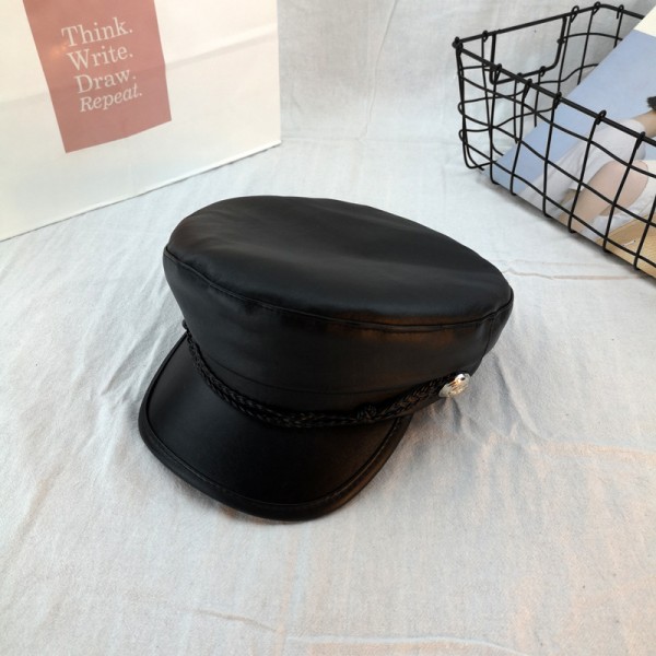 Женская кепи - кепка BLACK 4359 Черная Эко кожа