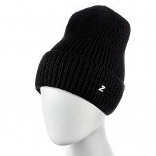Теплая женская шапка  - однотонная Black chrm-zh-52BL Черная