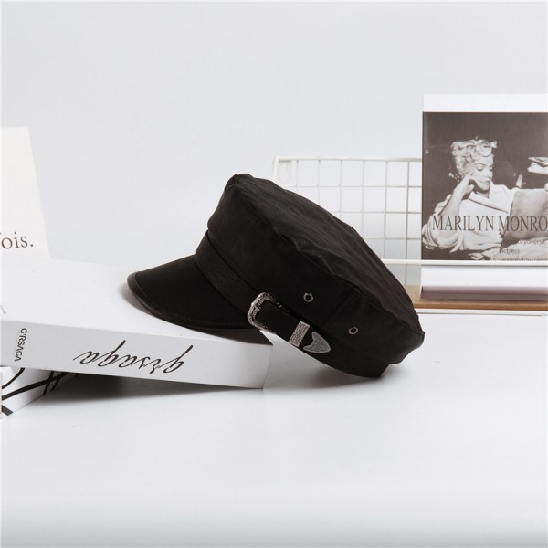Женская кепи - кепка  Leather chrm-Y-1056902 Черная