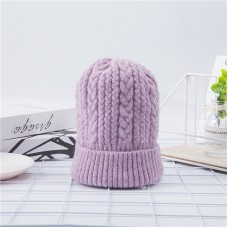Теплая женская шапка  - однотонная QUEUE chrm-Y-109007  Фиолетовая