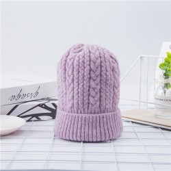 Теплая женская шапка  - однотонная QUEUE chrm-Y-109007  Фиолетовая