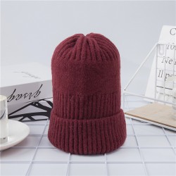 Теплая женская шапка  - однотонная chrm-Y-102569  Бургундия