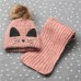 Детский комплект шапка + шарфик  - однотонный Kitty M-17 Розовый