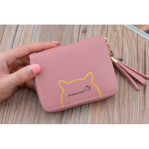 Компактный Женский кошелек Mini Cat  Y-1220 Розовый