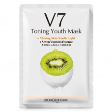 Тканевая маска для лица тонизирующая витаминная с экстрактом киви Bioaqua V7 Toning Youth Mask + Seven Vitamins Essence BQY9262