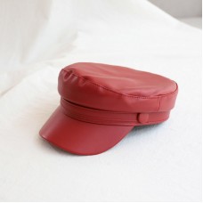 Женская кепи - кепка Leather chrm-1668 Red
