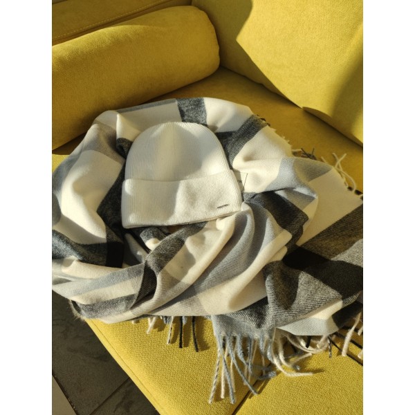 Теплый женский кашемировый шарф Y-746570 Black-Grey