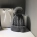 Женская теплая вязанная шапка с помпоном - DARK GREY chrm-M-7751 Темно-серая