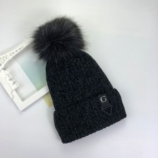 Женская теплая шапка с помпоном - BLACK chrm-90225 Черная
