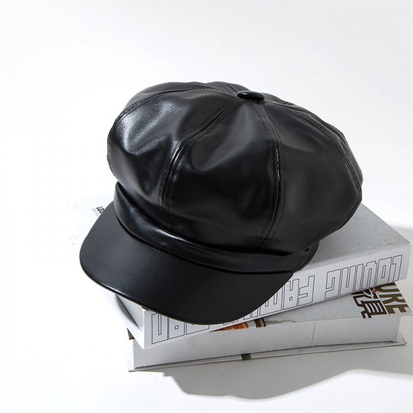 Женская кепка - кепи BLACK chrm-MX050 Черная Эко кожа
