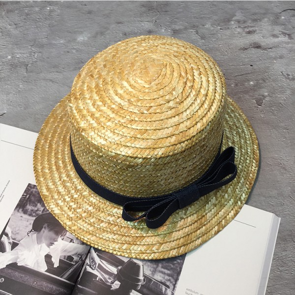 Соломенная шапка с черной лентой и бантиком, унисекс