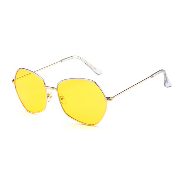 Женские солнцезащитные очки Photometric Yellow Lens - №7047 Gold Polygon Retro Style
