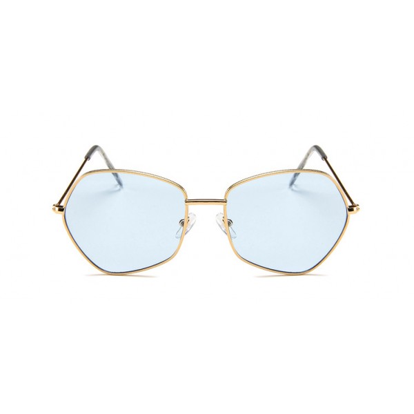 Женские солнцезащитные очки Photometric Blue Lens - №7047 Gold Polygon Retro Style