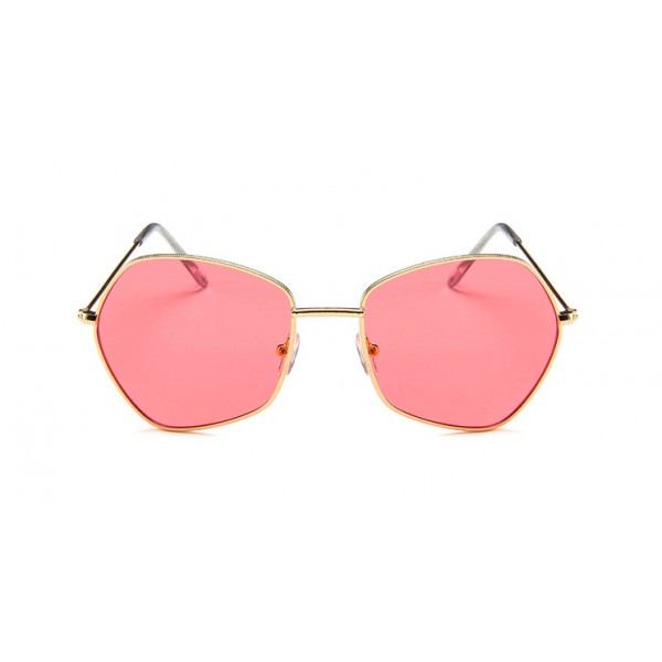 Женские солнцезащитные очки Photometric Red Lens - №7047 Gold Polygon Retro Style