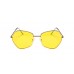 Женские солнцезащитные очки Photometric Yellow Lens - №7047 Gold Polygon Retro Style