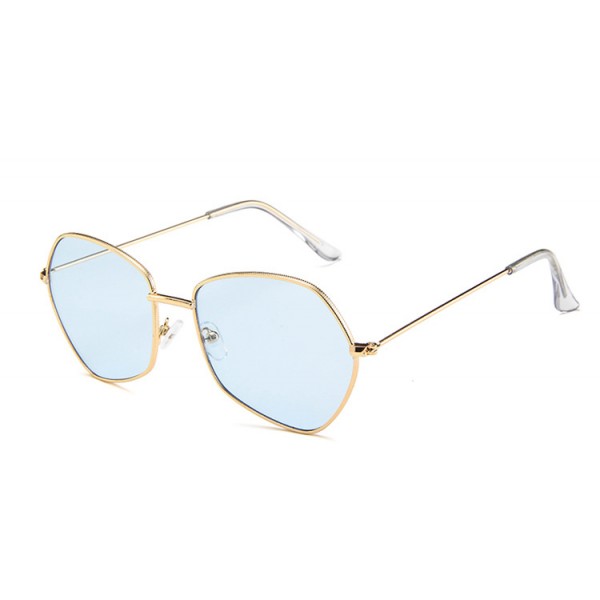 Женские солнцезащитные очки Photometric Blue Lens - №7047 Gold Polygon Retro Style